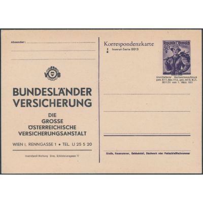 Inserat-Postkarte 1951
