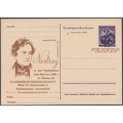 Inserat-Postkarte 1951