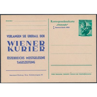Inserat-Postkarte 1951