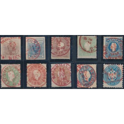 Lot farbige Abstempelungen