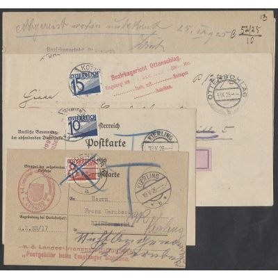 8 Belege mit Portomarken-EF