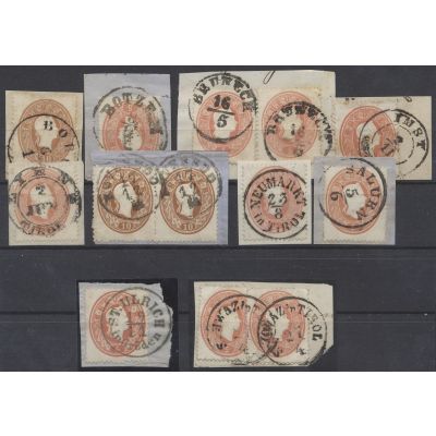 10 Briefstücke Tirol 1860