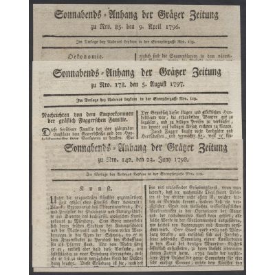 3 signettlose Zeitungsseiten