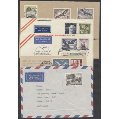 5 Belege Flugpost "Vögel"