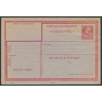 Postauftragskarte 1913
