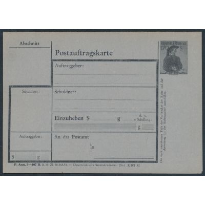 Postauftragskarte 1952