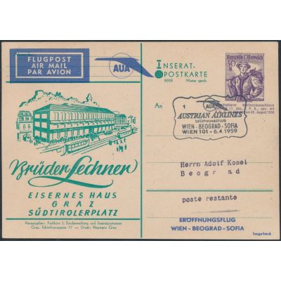 Inserat-Postkarte 1950