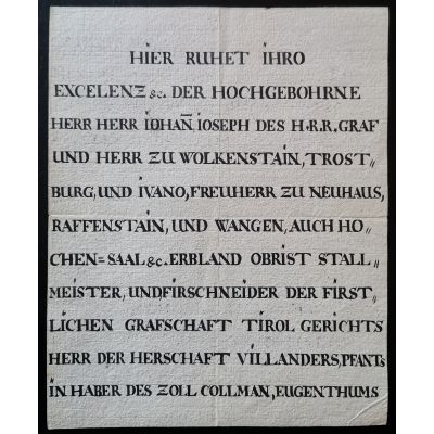 Grabinschrift Graf Wolkenstein