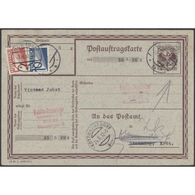 Postauftragskarte 1930