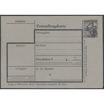 Postauftragskarte 1950