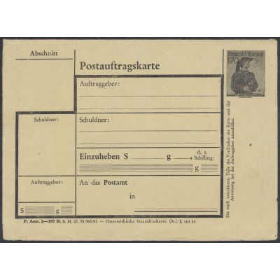 Postauftragskarte 1954