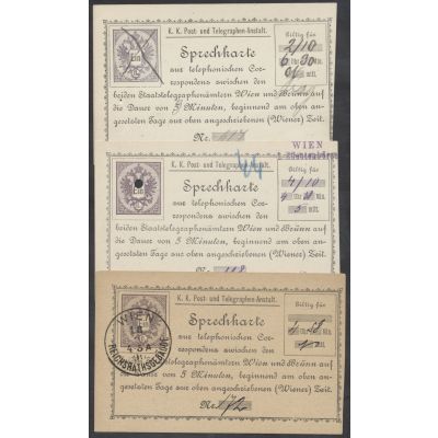 3 Telefon-Sprechkarten 1886